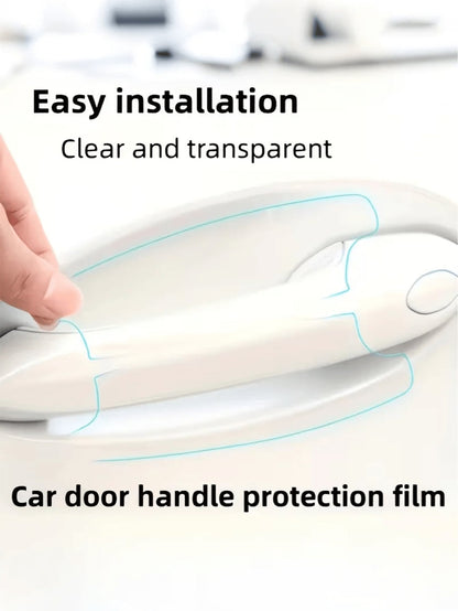 8-Piece Car Door Handle Protective Film- Transparent PVC Scratch-Resistant Cover, Easy-To-Install And Adhesive Film For All Vehicles, Durable Plastic Door Handle Scratch Protection
