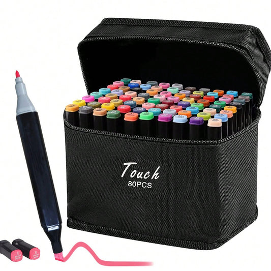 80 Color Dual-Tip Drawing Markers Set, Sketching Animation Markers For Students, Adults Coloring & Artist Illustration, Perfect For Halloween, Office Supplies,Back To School,School Supplies