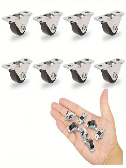 8pcs 0.5 In Caster Wheels Tiny, Low Profile Small Casters Wheels, Self Adhesive Mini Caster Wheels For Appliances, Furniture, DIY Storage Box (One-Directional)