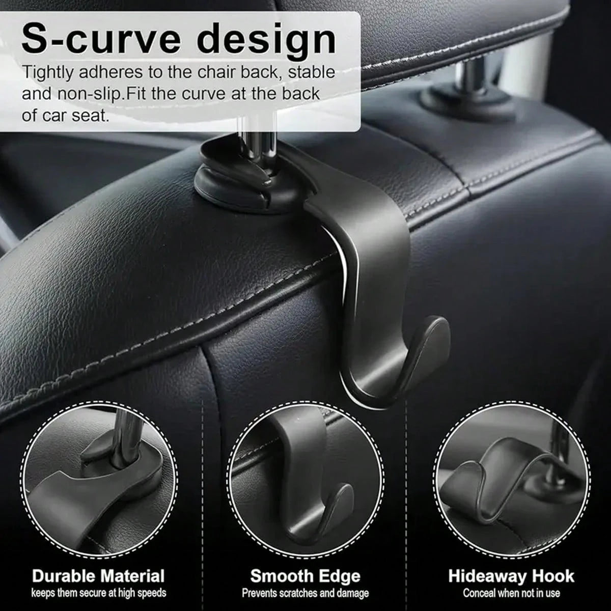 8pcs/4pcs/2pcs/1pc Car Hook Strong And Stable Small Hook Hidden Multifunctional Storage Rear Seat Hook