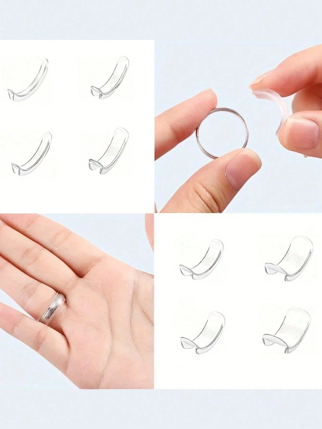 8pcs Adjustable Ring Sizer/Adjuster- Invisible Ring Size Adjuster Suitable For Weddings/Events- Temporary And Permanent Use Fits All Types Of Rings