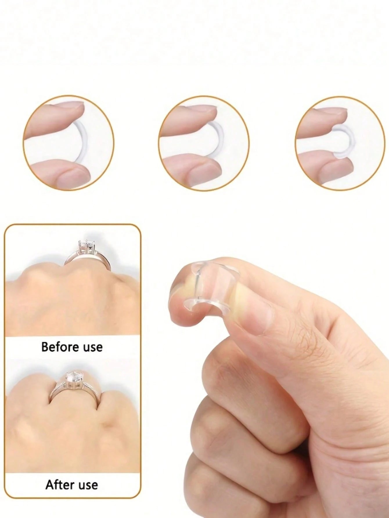 8pcs Adjustable Ring Sizer/Adjuster- Invisible Ring Size Adjuster Suitable For Weddings/Events- Temporary And Permanent Use Fits All Types Of Rings