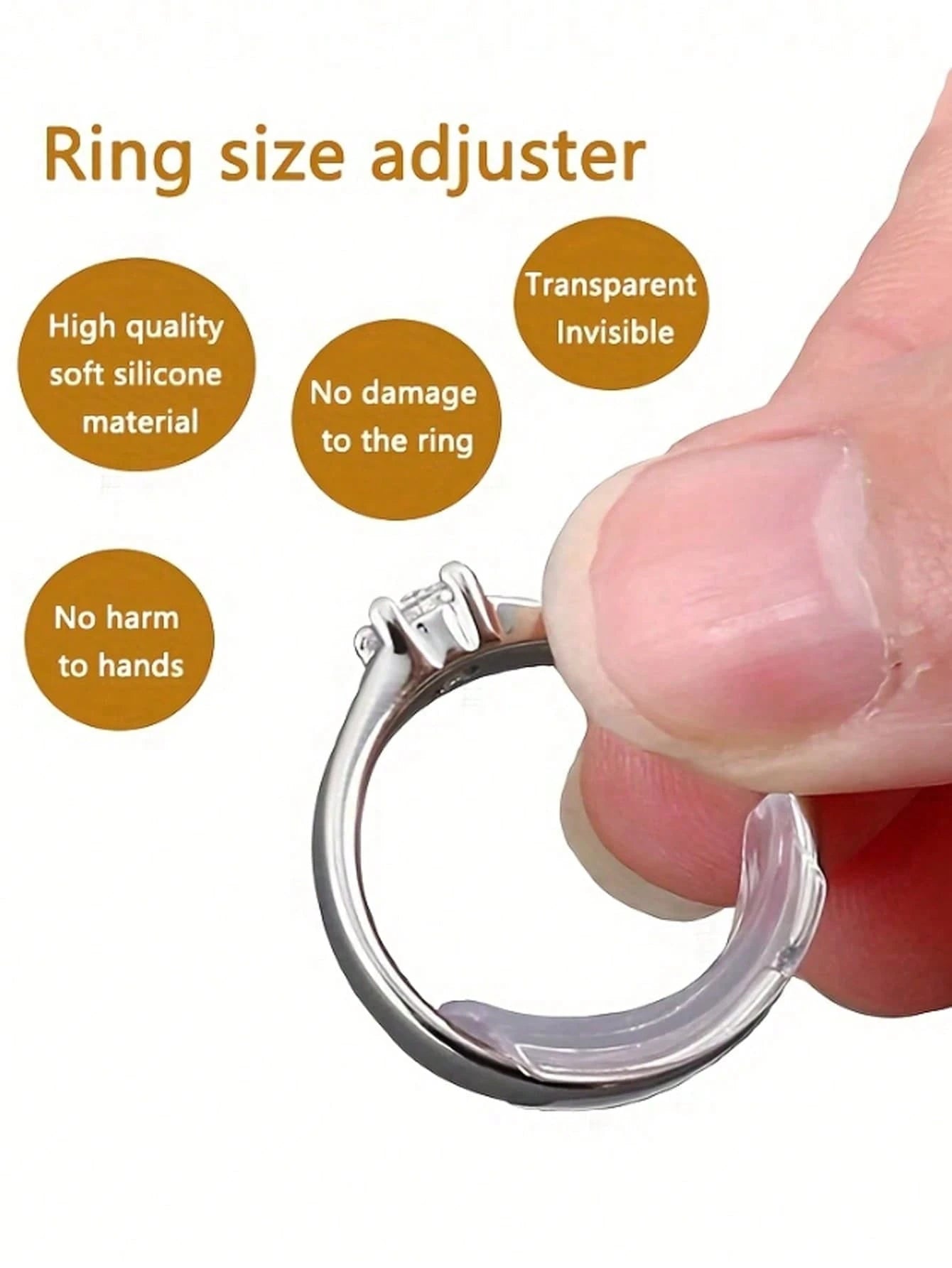 8pcs Adjustable Ring Sizer/Adjuster- Invisible Ring Size Adjuster Suitable For Weddings/Events- Temporary And Permanent Use Fits All Types Of Rings