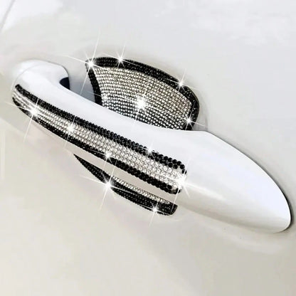 8pcs Shiny Rhinestone Car Door Handle And Bowl Protective Stickers, Anti-Scratch Decals, Multi-Color All-Season Universal Women's Car Accessories