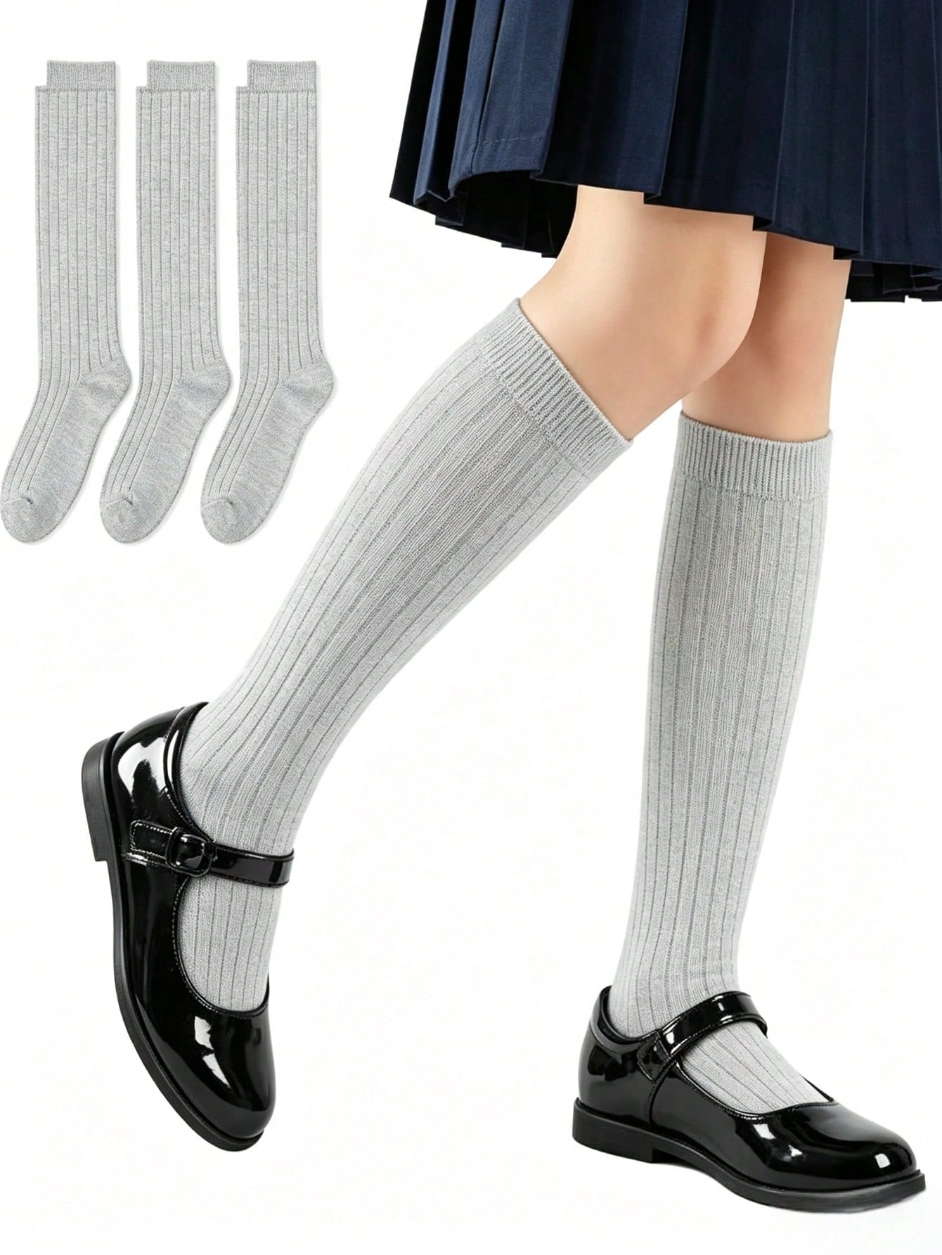 9/6/5/3/1 Pair 3-10 Years Old Kids Knee High Socks, Boys & Girls School Uniform Socks And Sports Socks, Black, White, Navy Blue, Back To School Football Socks