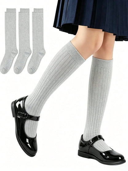 9/6/5/3/1 Pair 3-10 Years Old Kids Knee High Socks, Boys & Girls School Uniform Socks And Sports Socks, Black, White, Navy Blue, Back To School Football Socks
