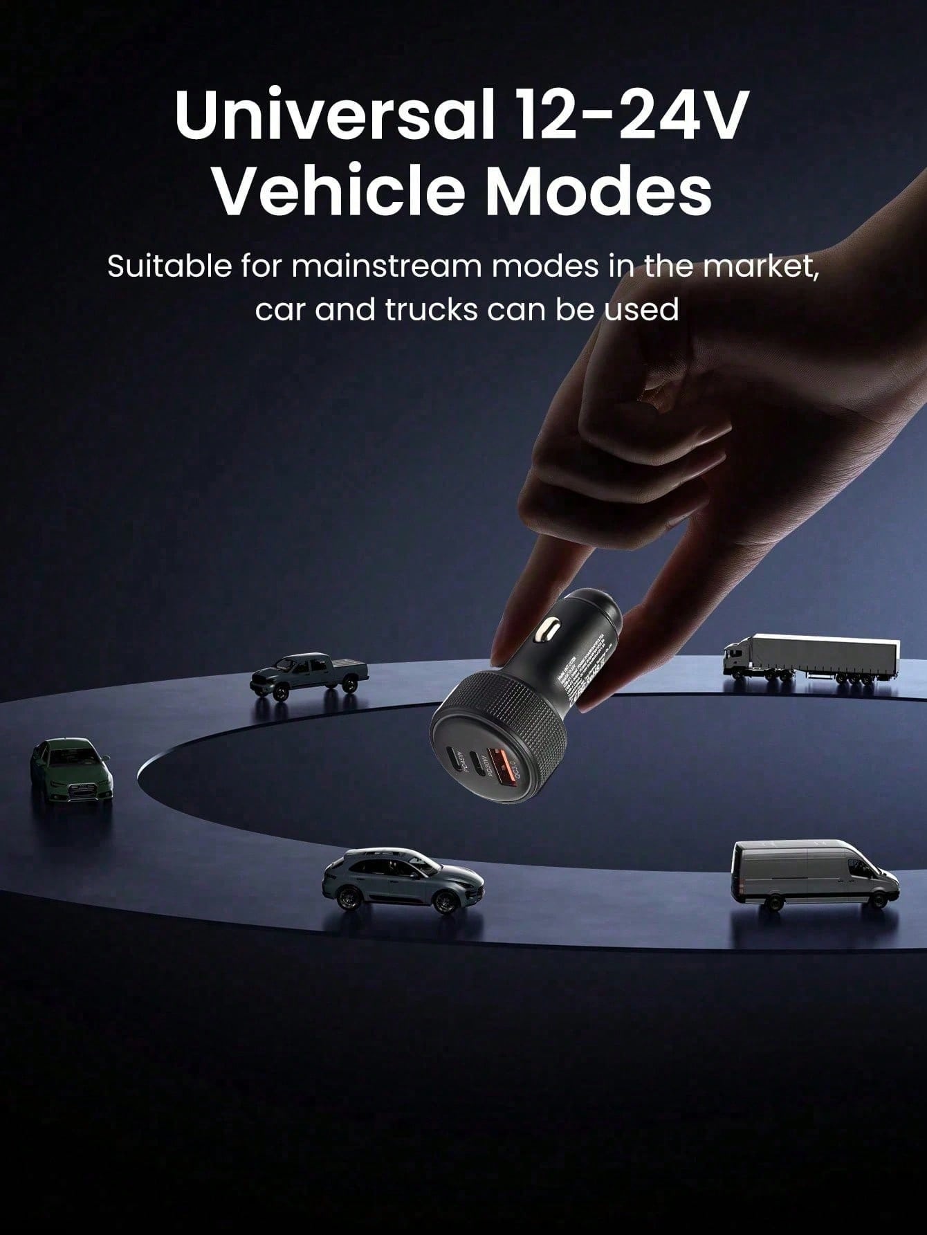 95W Total Power Car Charger – USB Type-C 3-Port Mobile Phone Car Adapter