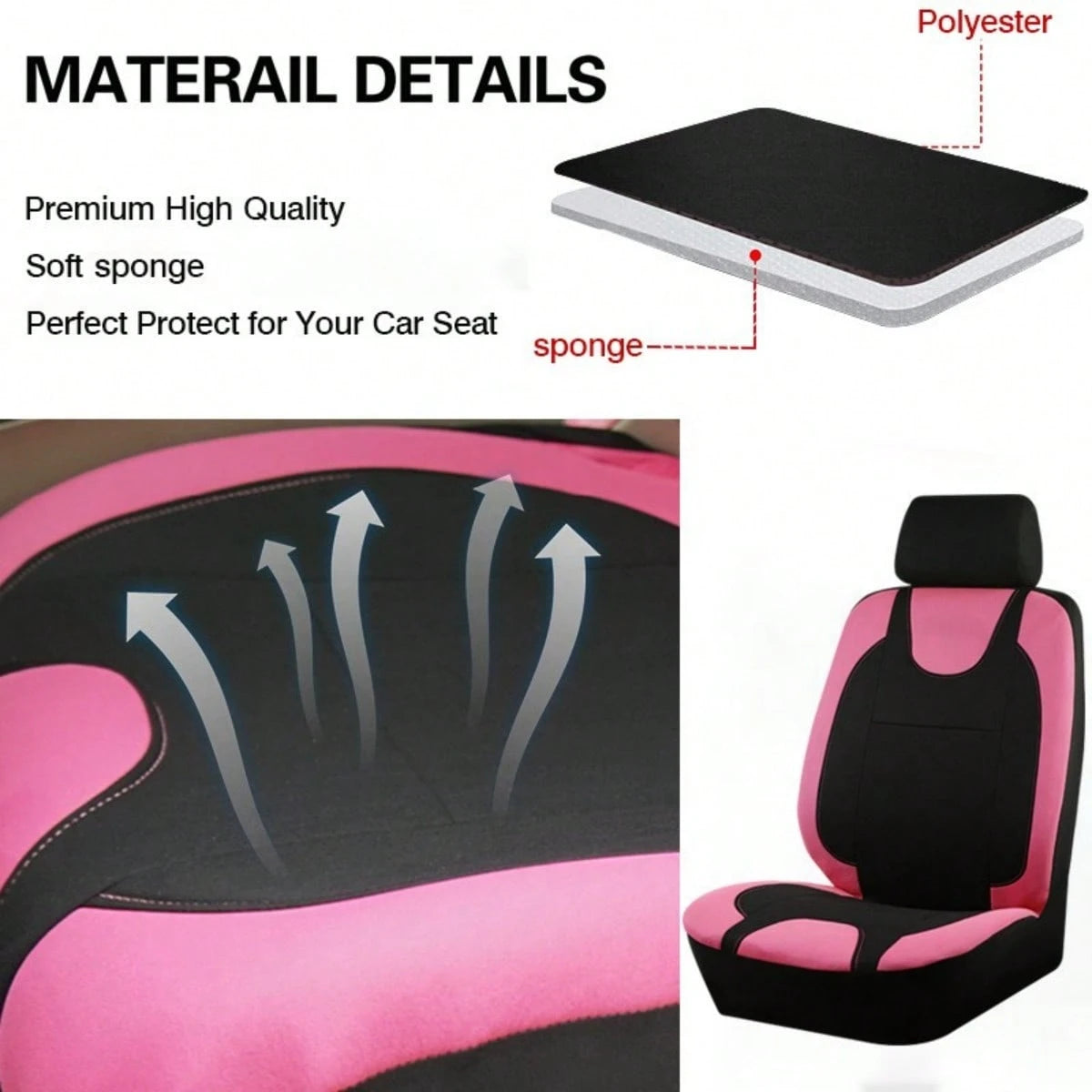 9pcs/4pcs Set Colorful Car Seat Covers, Designed For Women, Airbag Compatible, Soft Fabric And Foam Material, New Design Provides Protection