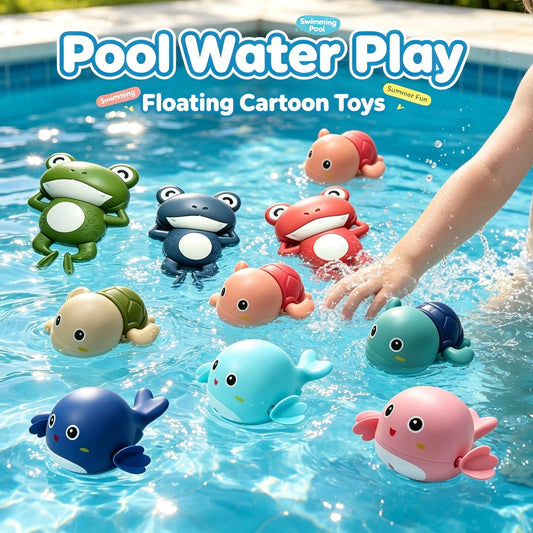 9pcs/6pcs/3pcs/1pc Cute Wind-Up Bath Toys, Frog Turtle Dolphin Floating Water Toys, Cartoon Animal Swimming Toys, Suitable For Toddlers Infants Bath Tub Play Gift