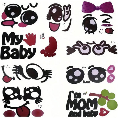 9pcs Pregnancy Belly Stickers, Funny Facial Expression Maternity Stickers, Cute Pregnant Woman Gift Belly Stickers, Baby Bath Household Decor, Easter Gift For Girls/Boys