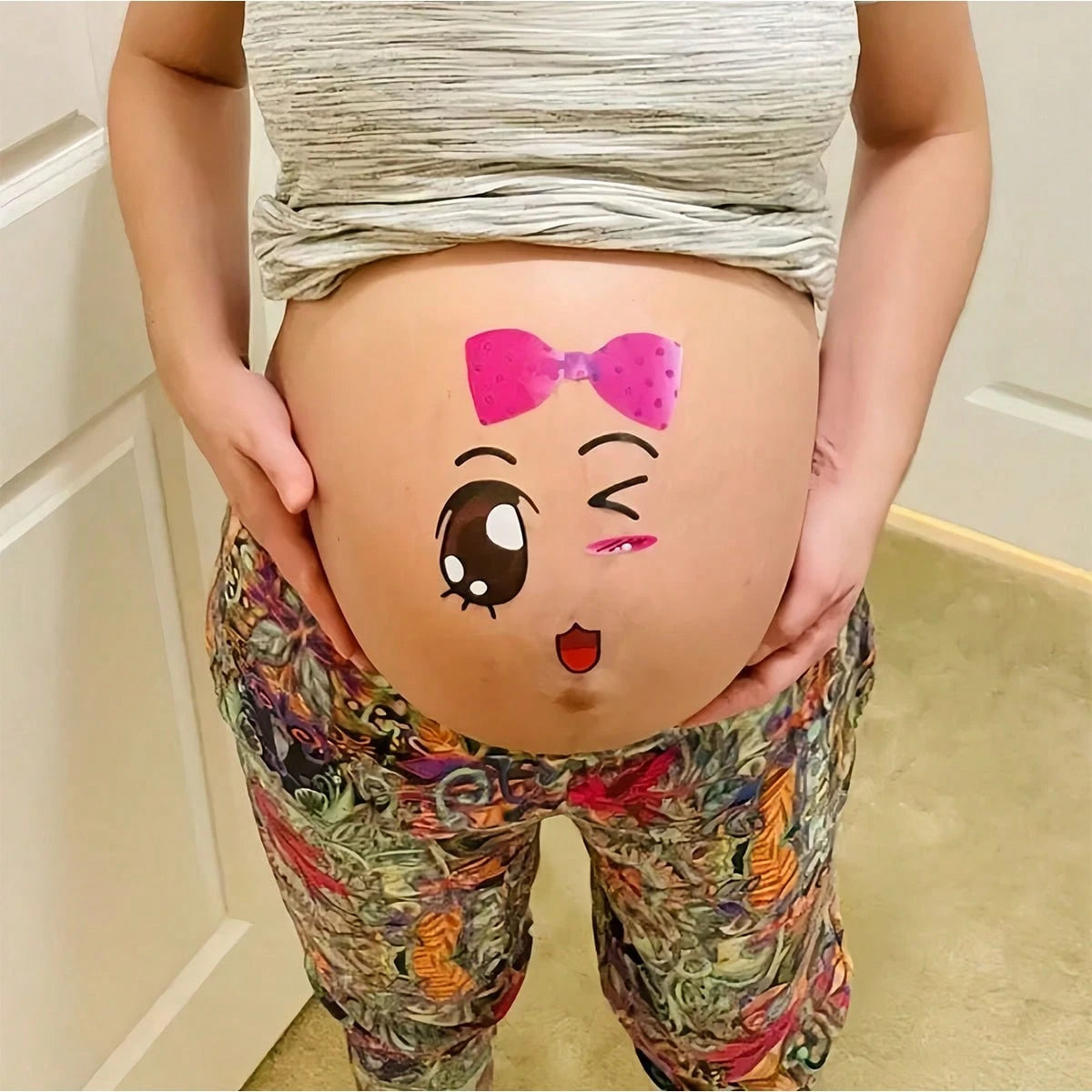 9pcs Pregnancy Belly Stickers, Funny Facial Expression Maternity Stickers, Cute Pregnant Woman Gift Belly Stickers, Baby Bath Household Decor, Easter Gift For Girls/Boys