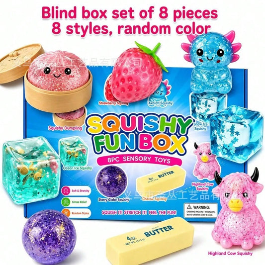 A Set Maltose Squishy Stress Relief Toys Set Soft Squeeze Fidget Toy Box Pack Cute Slow Rebound Decompression Toy Gift For Adult