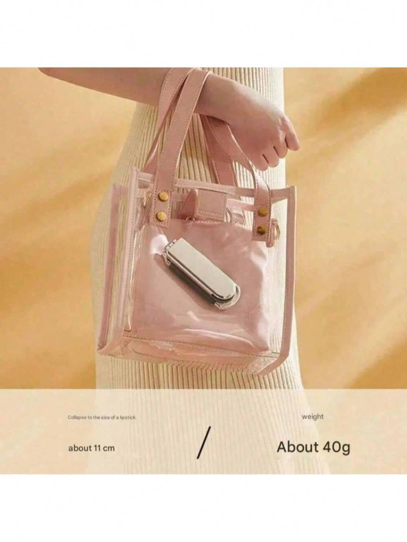 A Shiny Electroplated Silver Comb With A Foldable Design, A Small Mirror, Compact And Portable