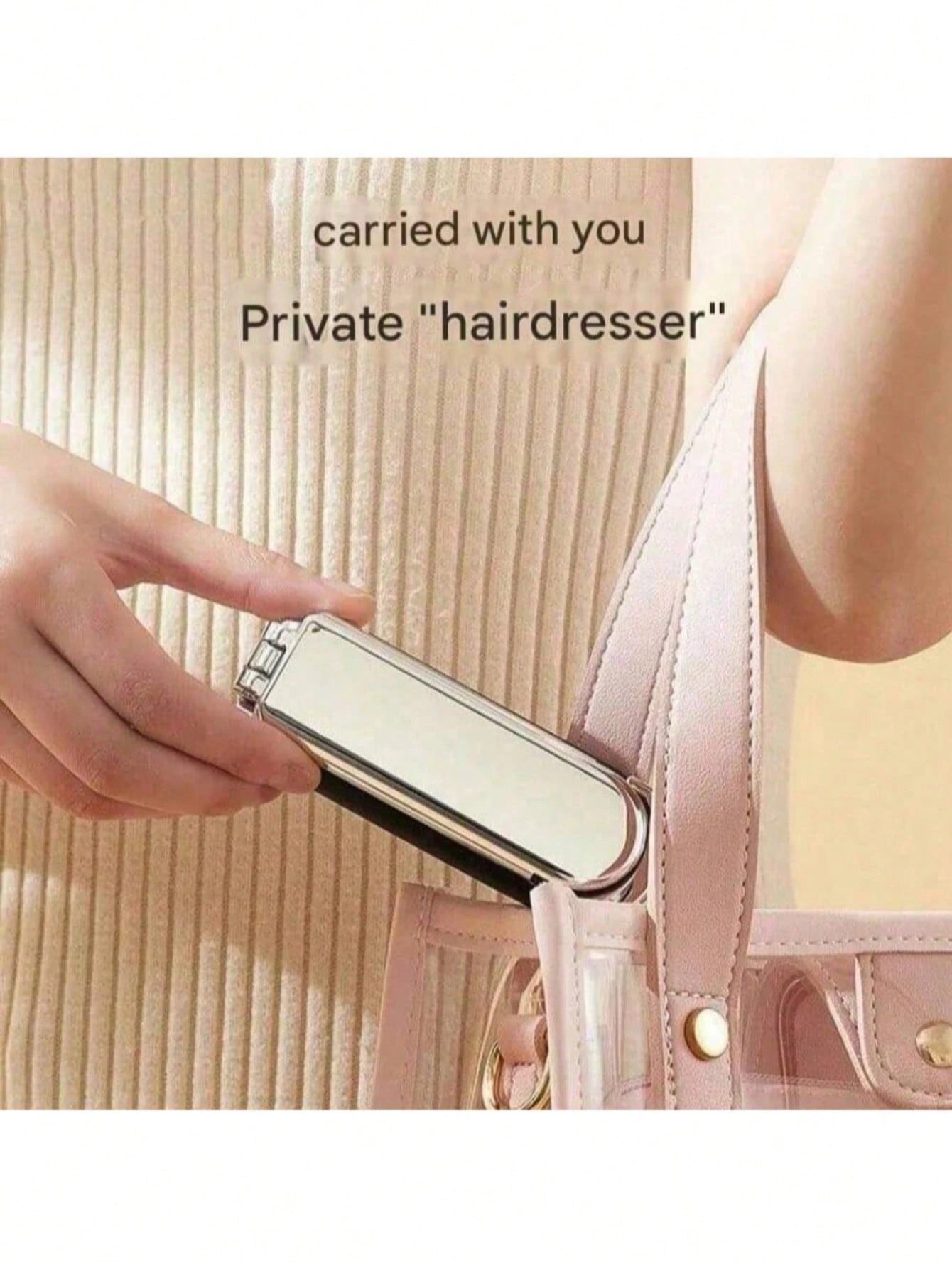 A Shiny Electroplated Silver Comb With A Foldable Design, A Small Mirror, Compact And Portable