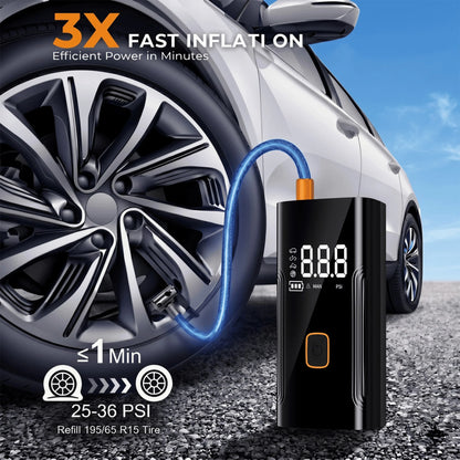 A Tire Inflator Portable Air Compressor For Cars & Bicycles| Cordless Rechargeable Air Pump, Digital Pressure Gauge, Bright LED Light & Auto Shut-Off, Portable Tire Pump For Motorcycle And All Tires