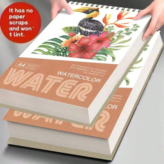 A4 Watercolor Pad 24 Sheets| No Paper Scraps & Lint-Free Thick Paper| Spiral Bound Sketchbook| Back To School Art Supplies For Painting & Sketching| Student Art Kit