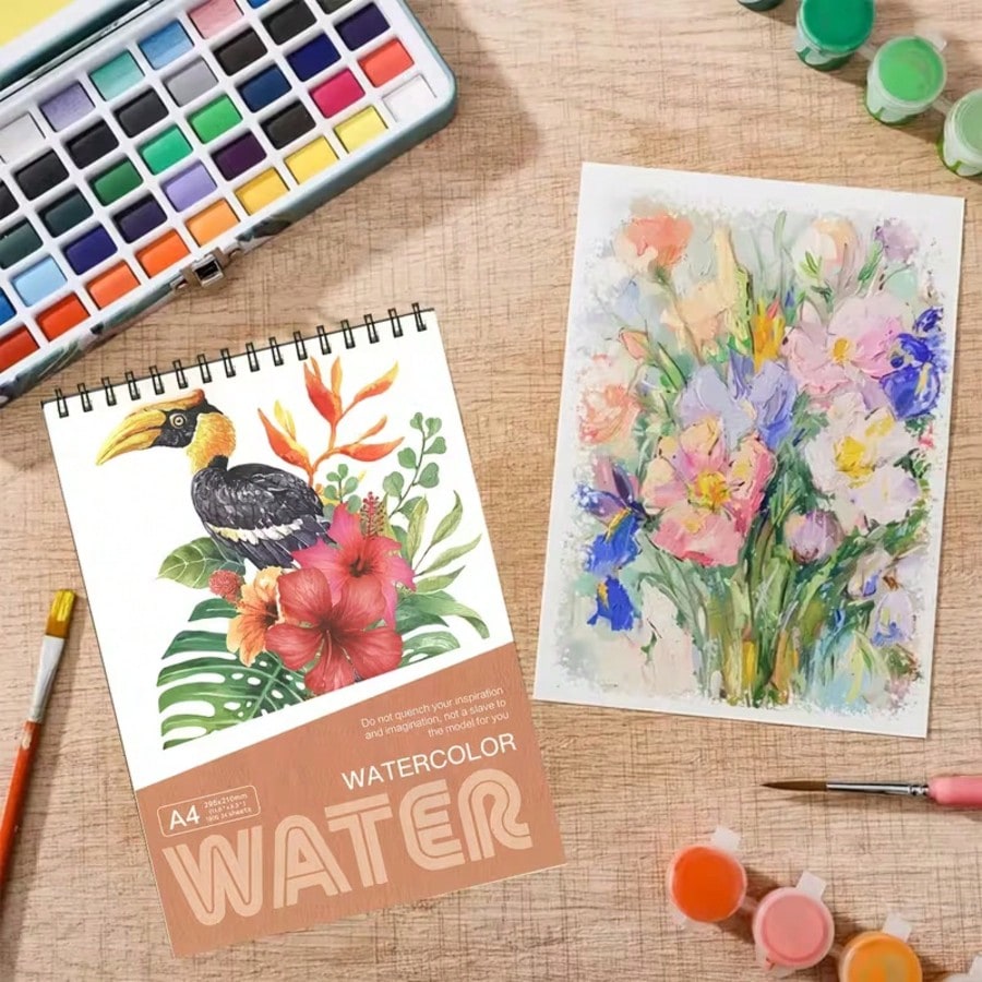 A4 Watercolor Pad 24 Sheets| No Paper Scraps & Lint-Free Thick Paper| Spiral Bound Sketchbook| Back To School Art Supplies For Painting & Sketching| Student Art Kit