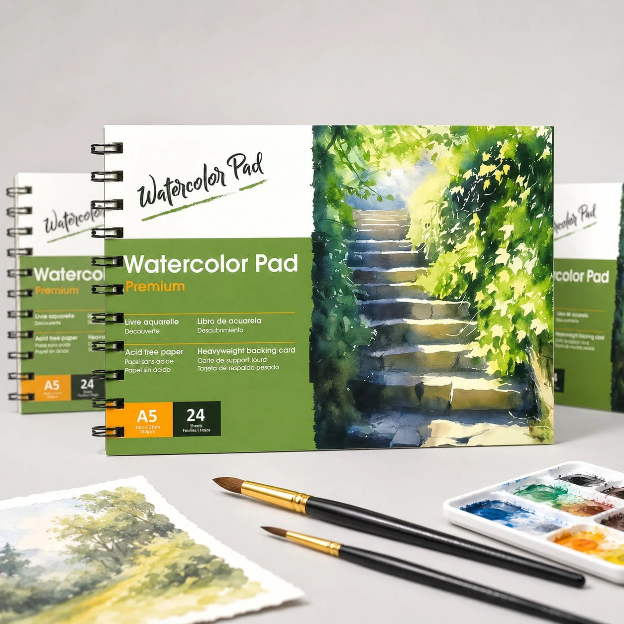 A5 Watercolor Pad 24 Sheets| No Paper Shavings Thick Paper| Spiral Bound Watercolor Sketchbook| Back To School Art Supplies