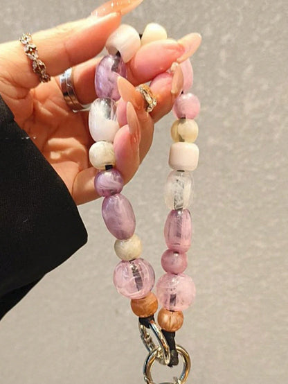 Acrylic Beaded Phone Charm Lanyard, Oval Alien Design Retro Korean Fashion Phone Strap, Keychain, Bag, Earphone Pendant Accessories