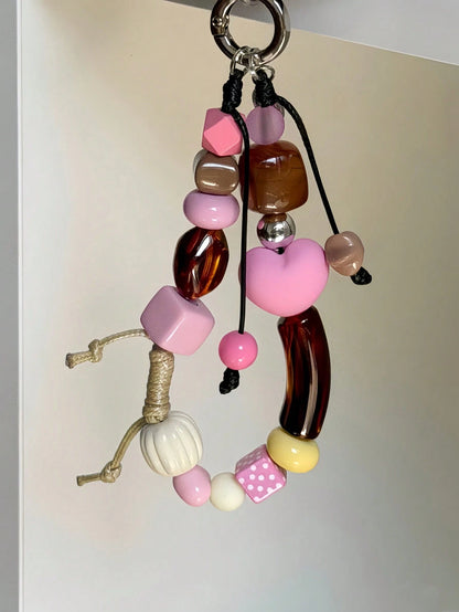 Acrylic Beaded Phone Charm Lanyard, Oval Alien Design Retro Korean Fashion Phone Strap, Keychain, Bag, Earphone Pendant Accessories