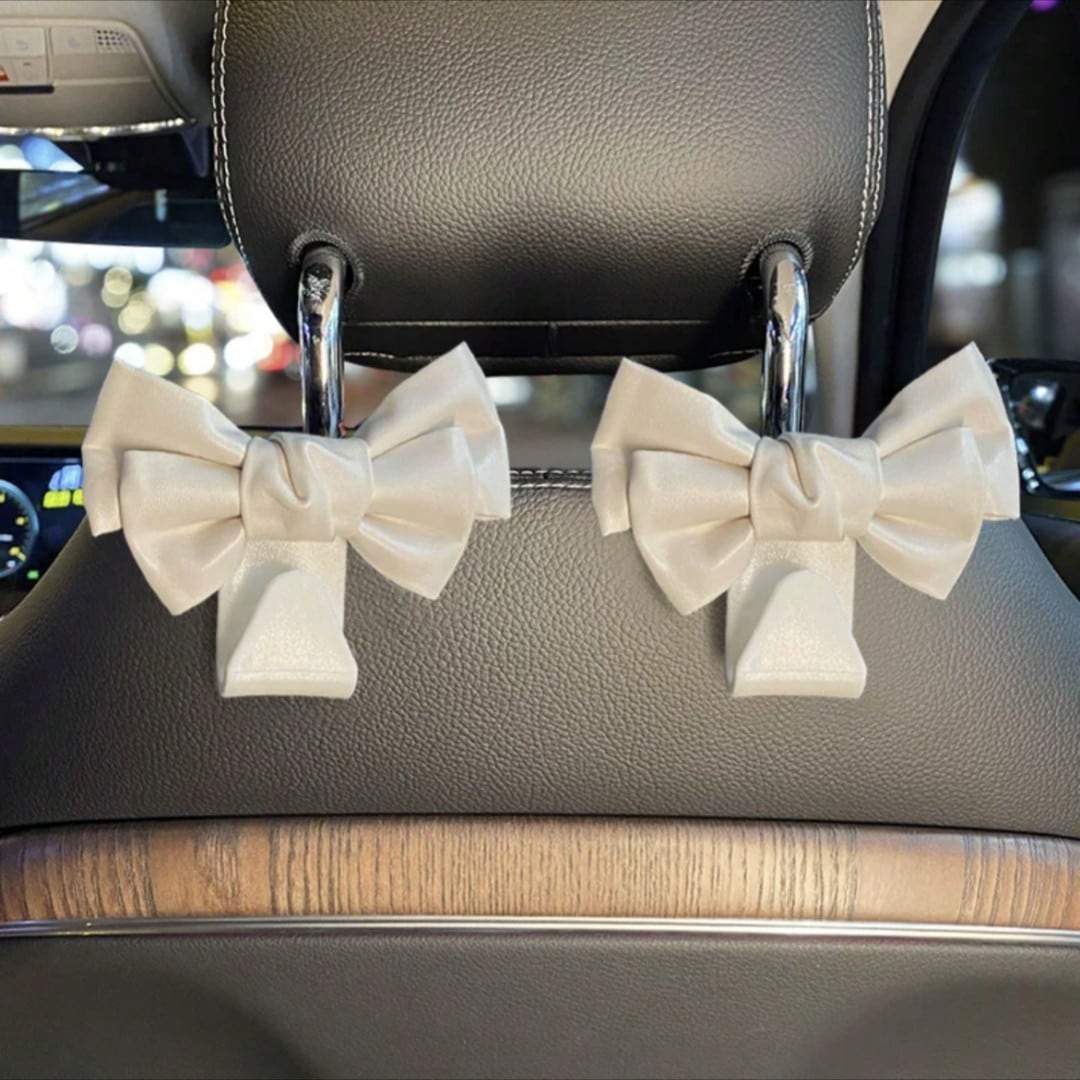 AD High-End Leather Bowknot Multi-Function Car Seat Back Hook, Hanging Organizer