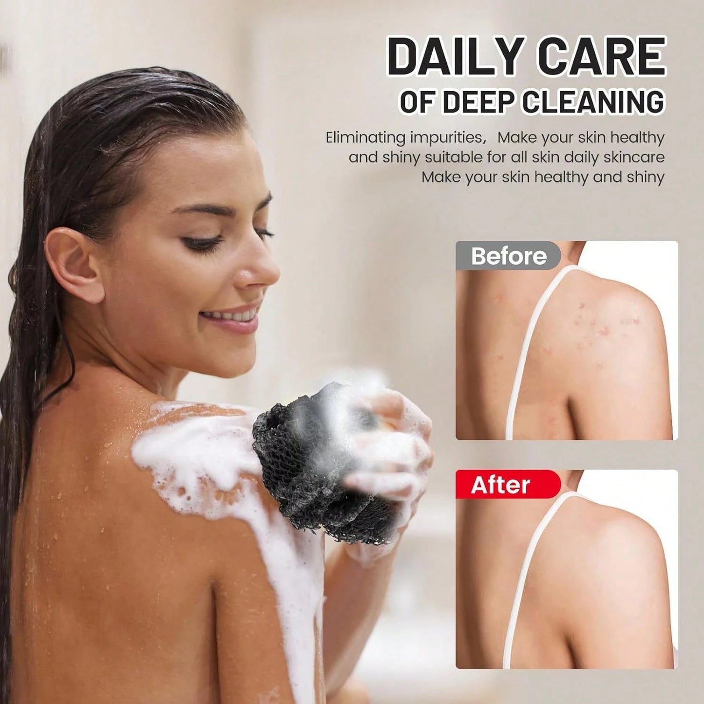 African Net Sponge, Authentic Exfoliating Bath Sponge For Deep Cleansing, Long-Lasting Body Scrub, Shower & Bath Accessories For Women & Men, Body Scrubber & Exfoliating Bath Sponge For Dead Skin Remo