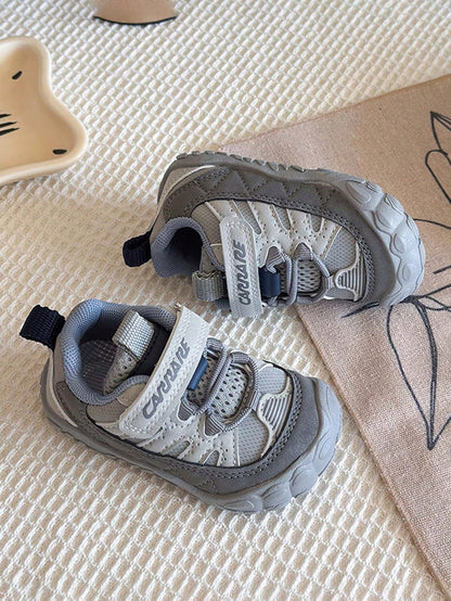 All-Season Kids Colorblock Mesh Hiking Shoes, Unisex Baby Hook & Loop Casual Sports Shoes, Soft Sole Non-Slip Outdoor Children's Shoes