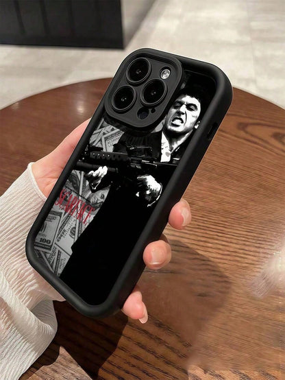 Anime 1pc Black Dollar Bill Gangster Graphic Full Coverage TPU Shockproof Phone Case Compatible With Apple 16, 15, 14, 13, 12, 11 Pro Max And Series