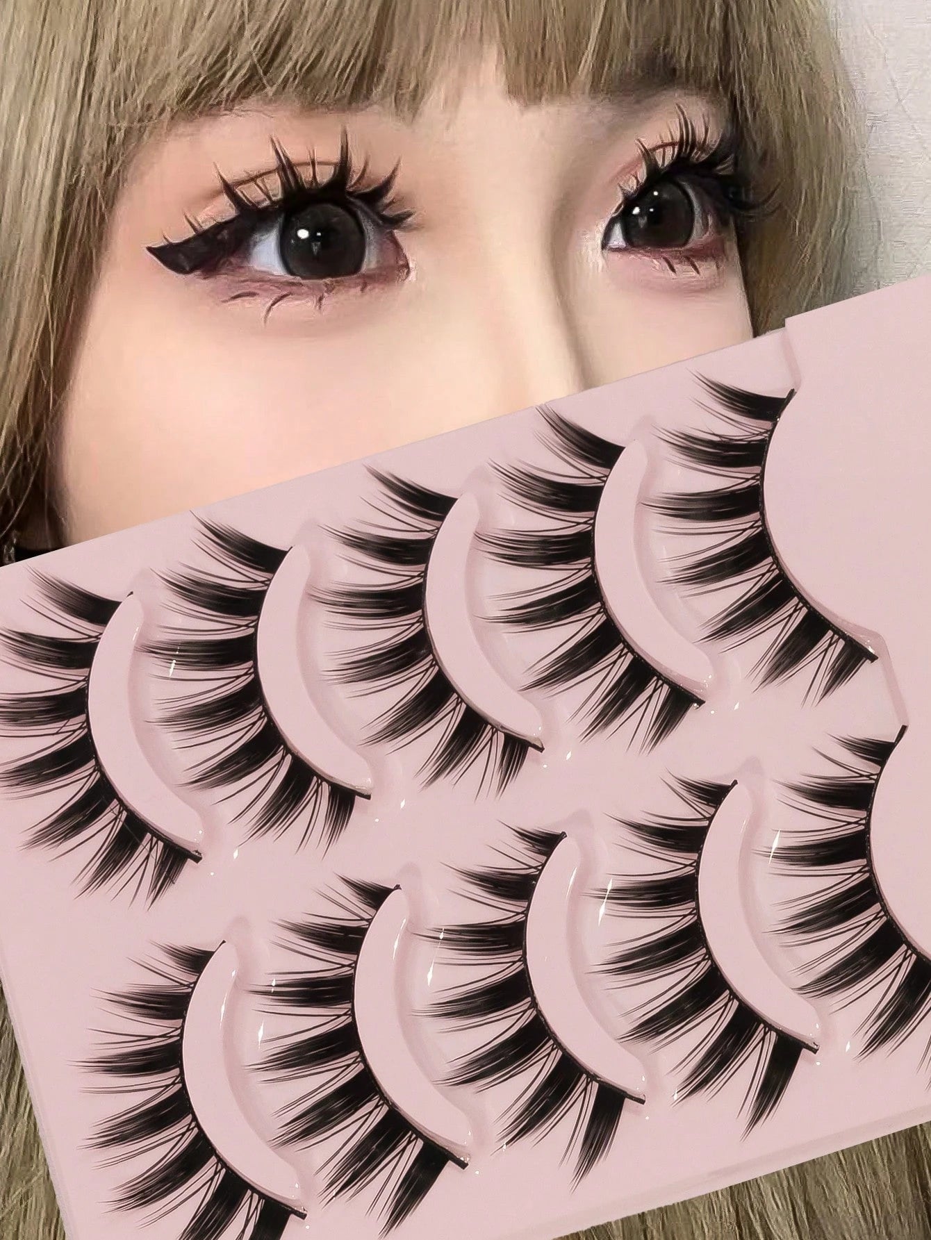Anime Manga False Eyelashes 5 Pairs Set- Natural Wispy Fluffy Spiky Doll Lashes For Cartoon Makeup & Cosplay European, American, And Japanese Styles