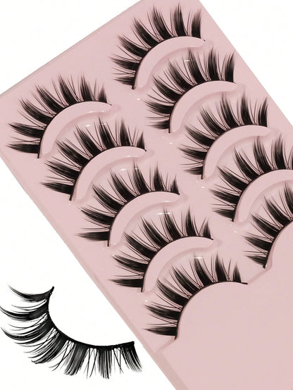 Anime Manga False Eyelashes 5 Pairs Set- Natural Wispy Fluffy Spiky Doll Lashes For Cartoon Makeup & Cosplay European, American, And Japanese Styles