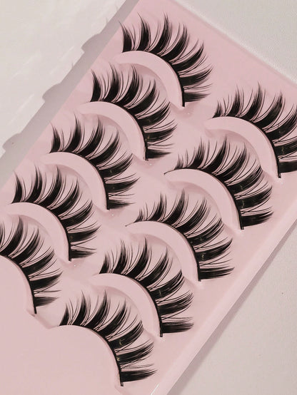 Anime Manga False Eyelashes 5 Pairs Set- Natural Wispy Fluffy Spiky Doll Lashes For Cartoon Makeup & Cosplay European, American, And Japanese Styles
