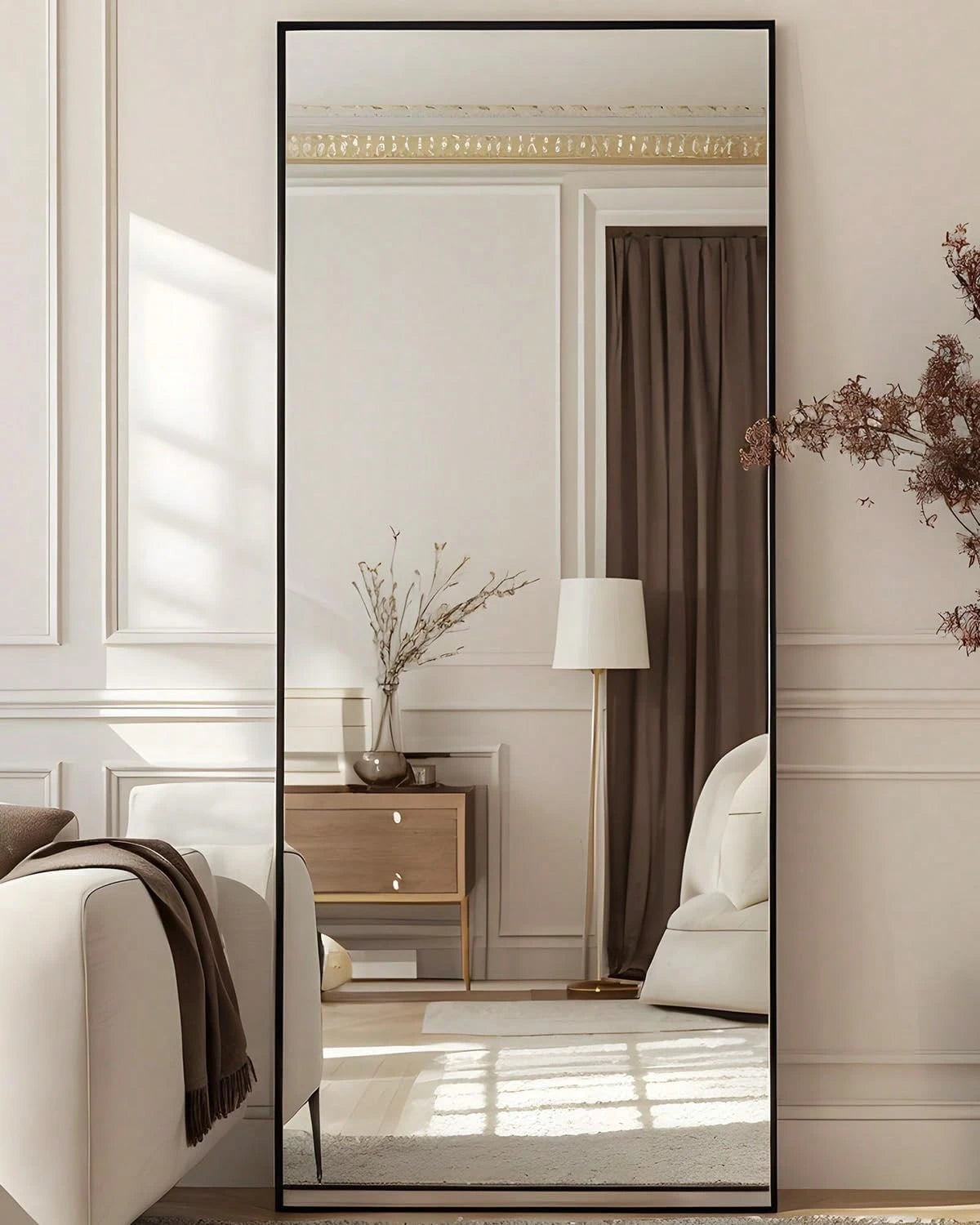 Antok Full Length Mirror, 58"X18" Floor Mirror, Floor Standing Freestanding Full Body Mirror With Stand For Bedroom, Hanging Mounted For Living Room Cloakroom