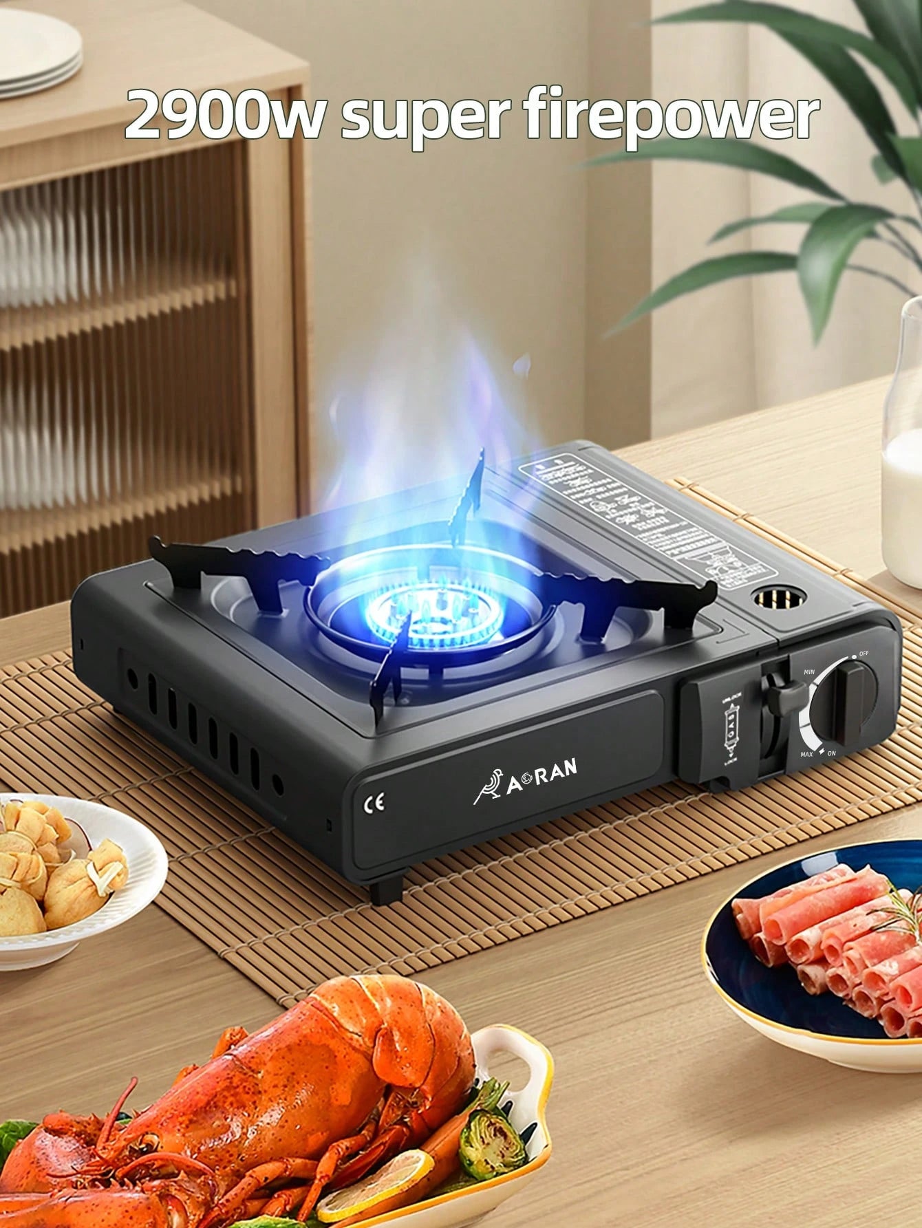 AORAN Portable Cassette Stove, High-Power Butane Stove With Safety Lock, Perfect For Camping, Hiking, And Backyard Barbecue