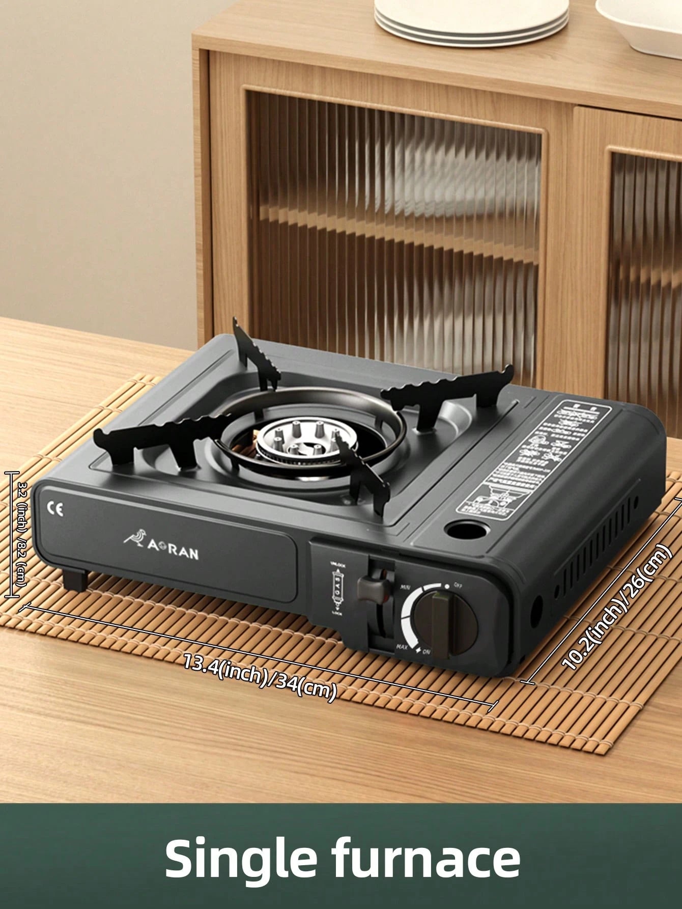 AORAN Portable Cassette Stove, High-Power Butane Stove With Safety Lock, Perfect For Camping, Hiking, And Backyard Barbecue