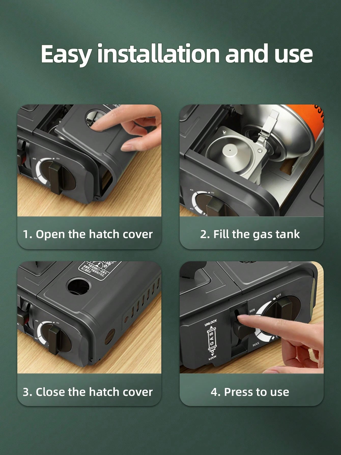 AORAN Portable Cassette Stove, High-Power Butane Stove With Safety Lock, Perfect For Camping, Hiking, And Backyard Barbecue