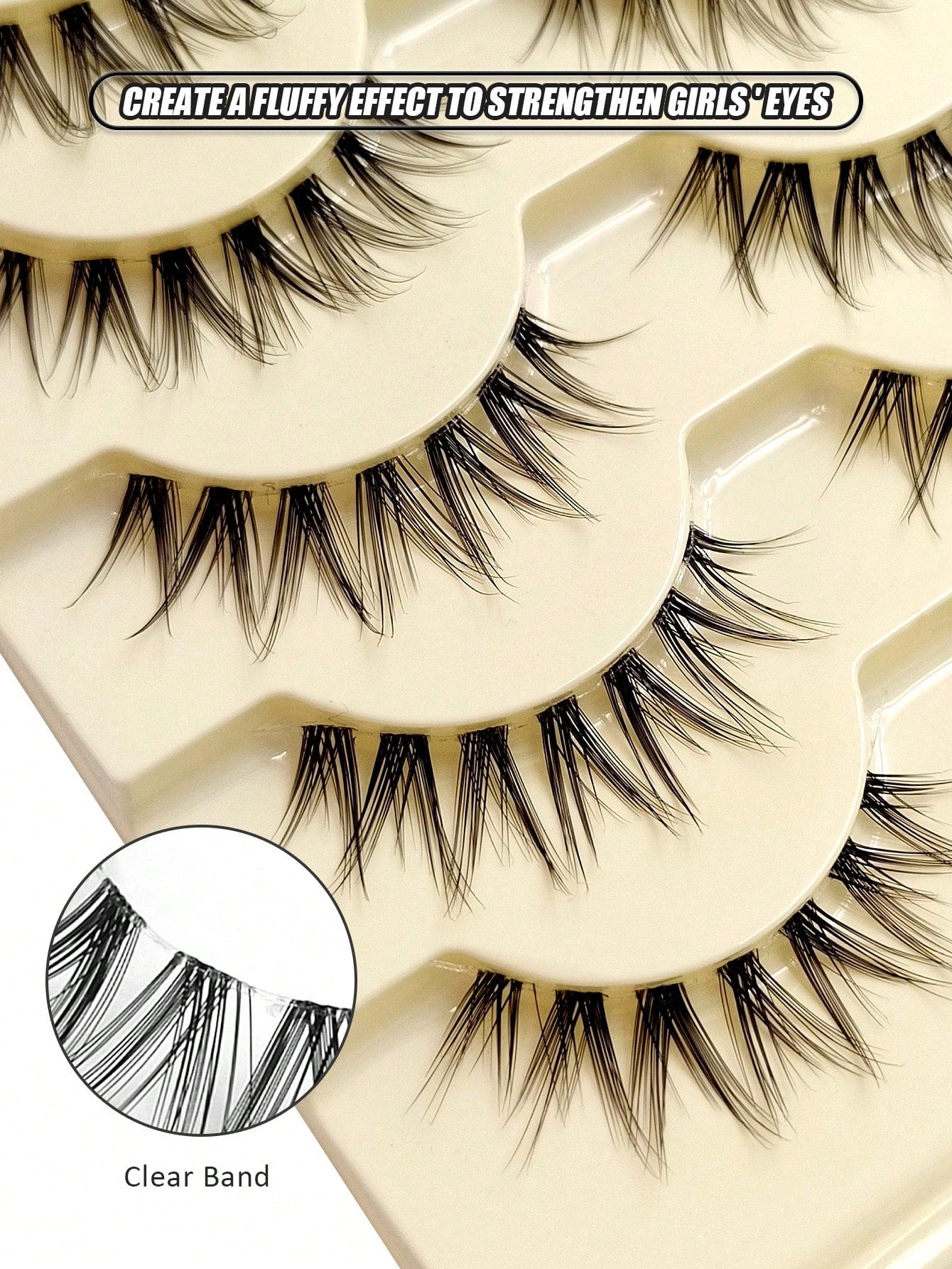 Asiteo 5 Pairs Cartoon Fish Tail False Eyelashes- Natural Thin Transparent Lash Band, Cartoon Style Design- Lightweight & Comfortable, Anime Inspired- Create Bright Eye Makeup Look, Daily Wear Fals