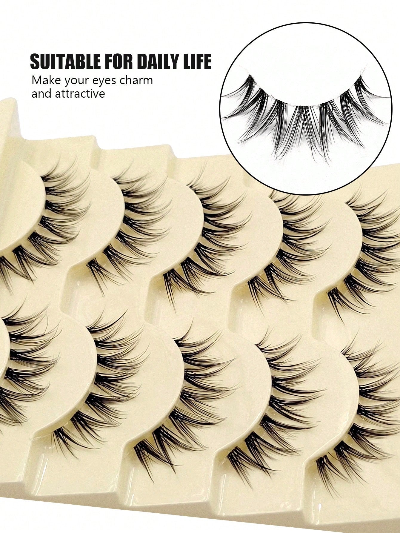 Asiteo 5 Pairs Cartoon Fish Tail False Eyelashes- Natural Thin Transparent Lash Band, Cartoon Style Design- Lightweight & Comfortable, Anime Inspired- Create Bright Eye Makeup Look, Daily Wear Fals