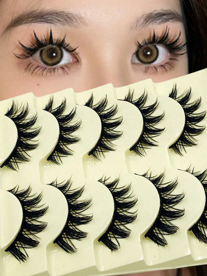 Asiteo 5 Pairs Cartoon Fish Tail False Eyelashes- Natural Thin Transparent Lash Band, Cartoon Style Design- Lightweight & Comfortable, Anime Inspired- Create Bright Eye Makeup Look, Daily Wear Fals