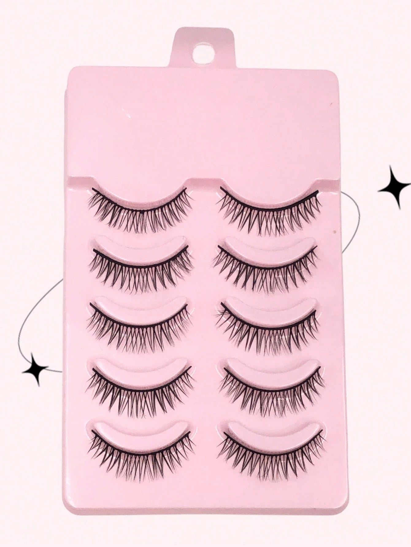 Asiteo 5 Pairs Manga Lash Natural Lightweight Criss-Cross Fairy Soft Short 3D Full Strip False Eyelashes