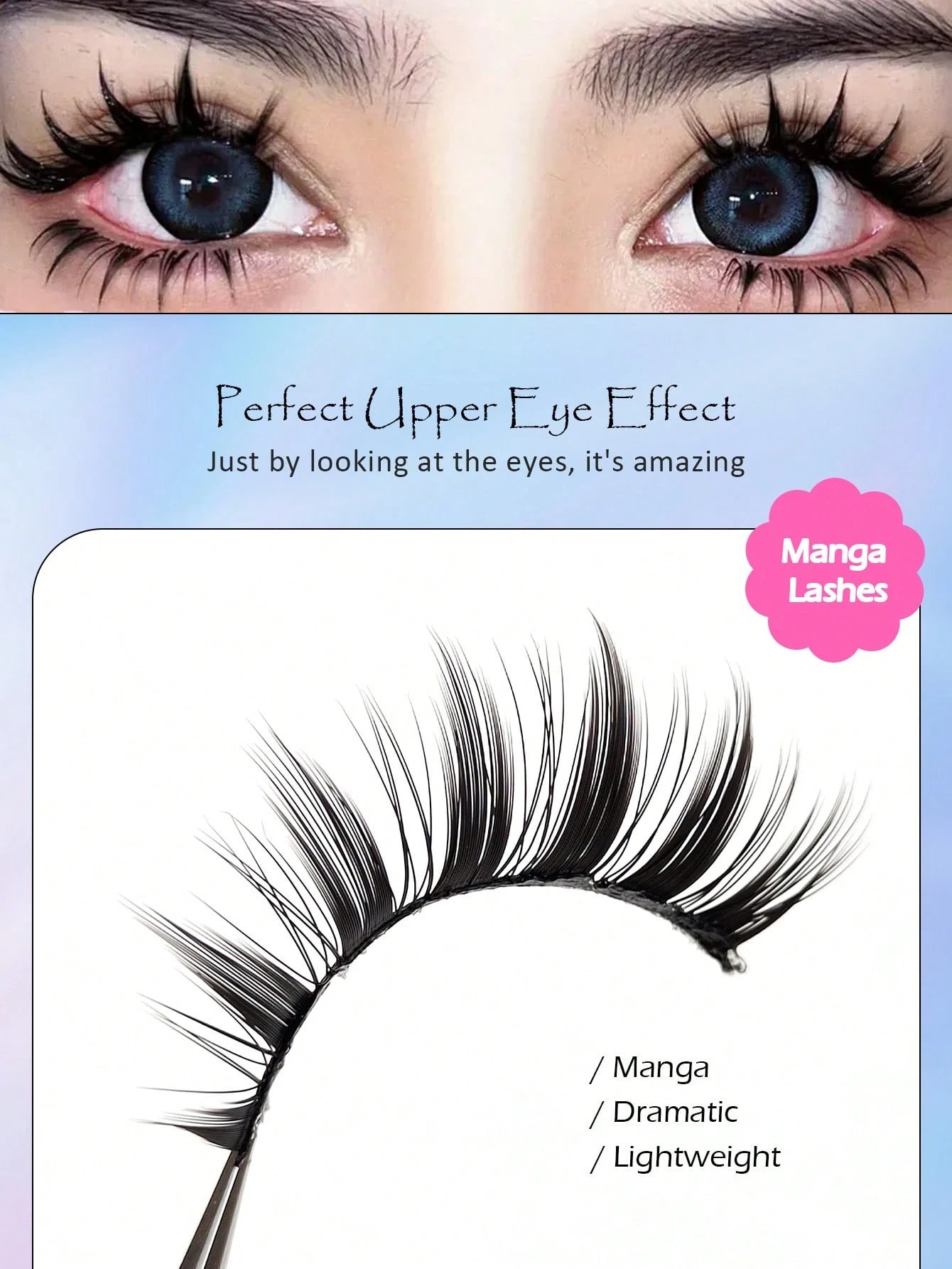 Asiteo 5 Pairs Manga Lashes- Full Strip, Wispy & Thick, Cosplay Natural Doll Eye Look For Halloween & Parties