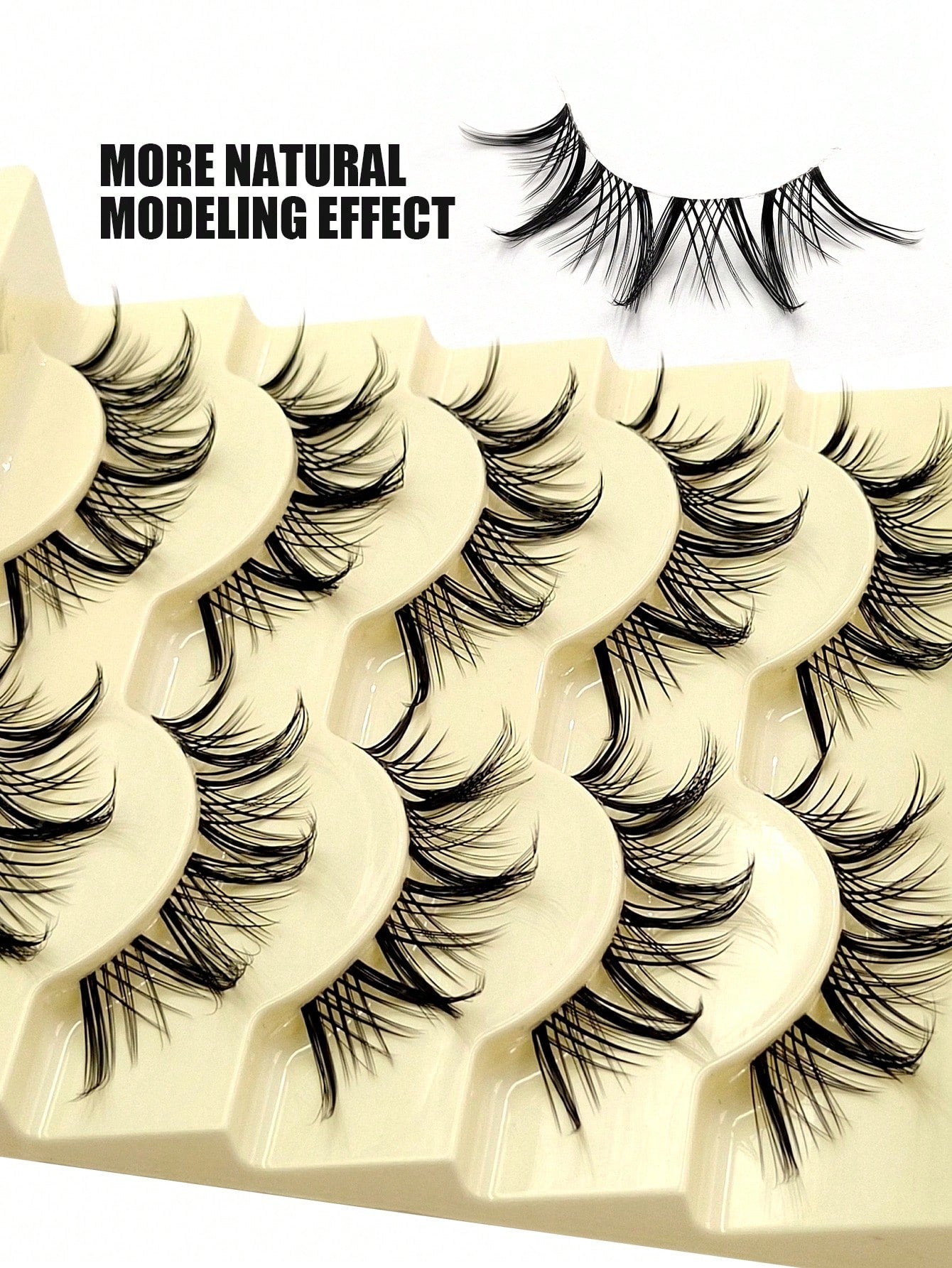 Asiteo 5 Pairs Realistic Spiky Cartoon Anime False Eyelashes, Transparent Band Criss-Cross Lashes, Suitable For Daily Wear And Cosplay Occasions