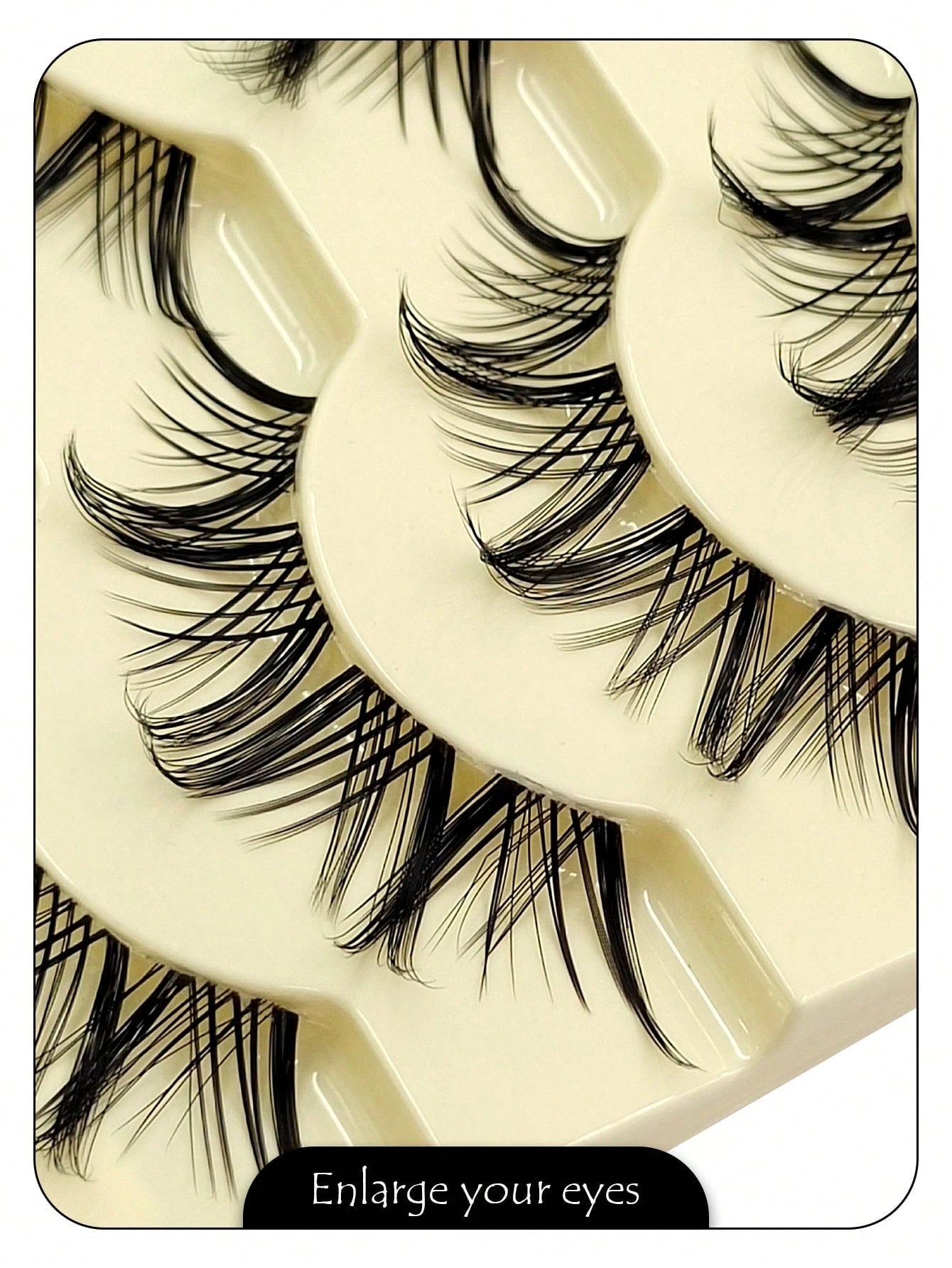 Asiteo 5 Pairs Realistic Spiky Cartoon Anime False Eyelashes, Transparent Band Criss-Cross Lashes, Suitable For Daily Wear And Cosplay Occasions