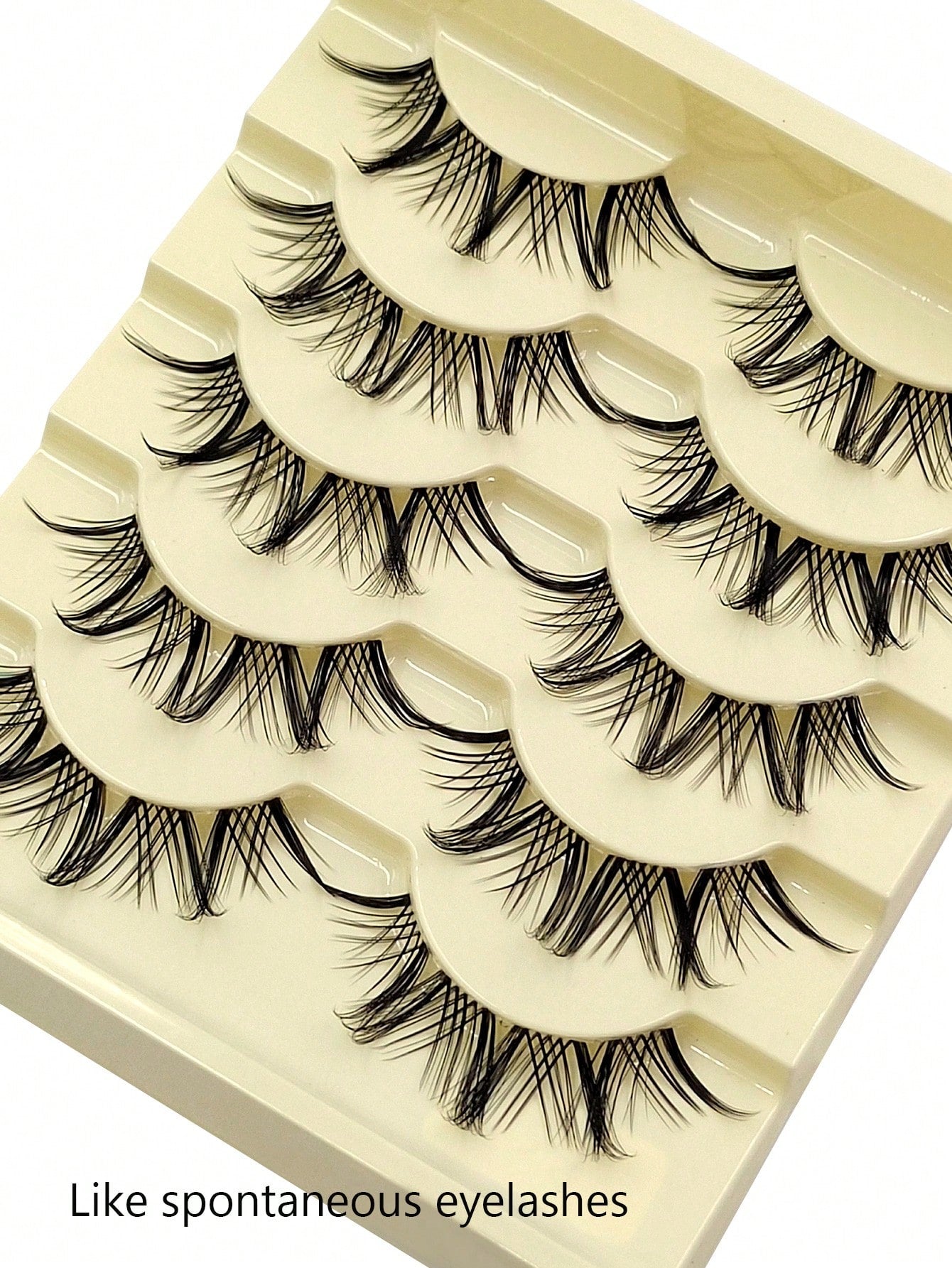Asiteo 5 Pairs Realistic Spiky Cartoon Anime False Eyelashes, Transparent Band Criss-Cross Lashes, Suitable For Daily Wear And Cosplay Occasions
