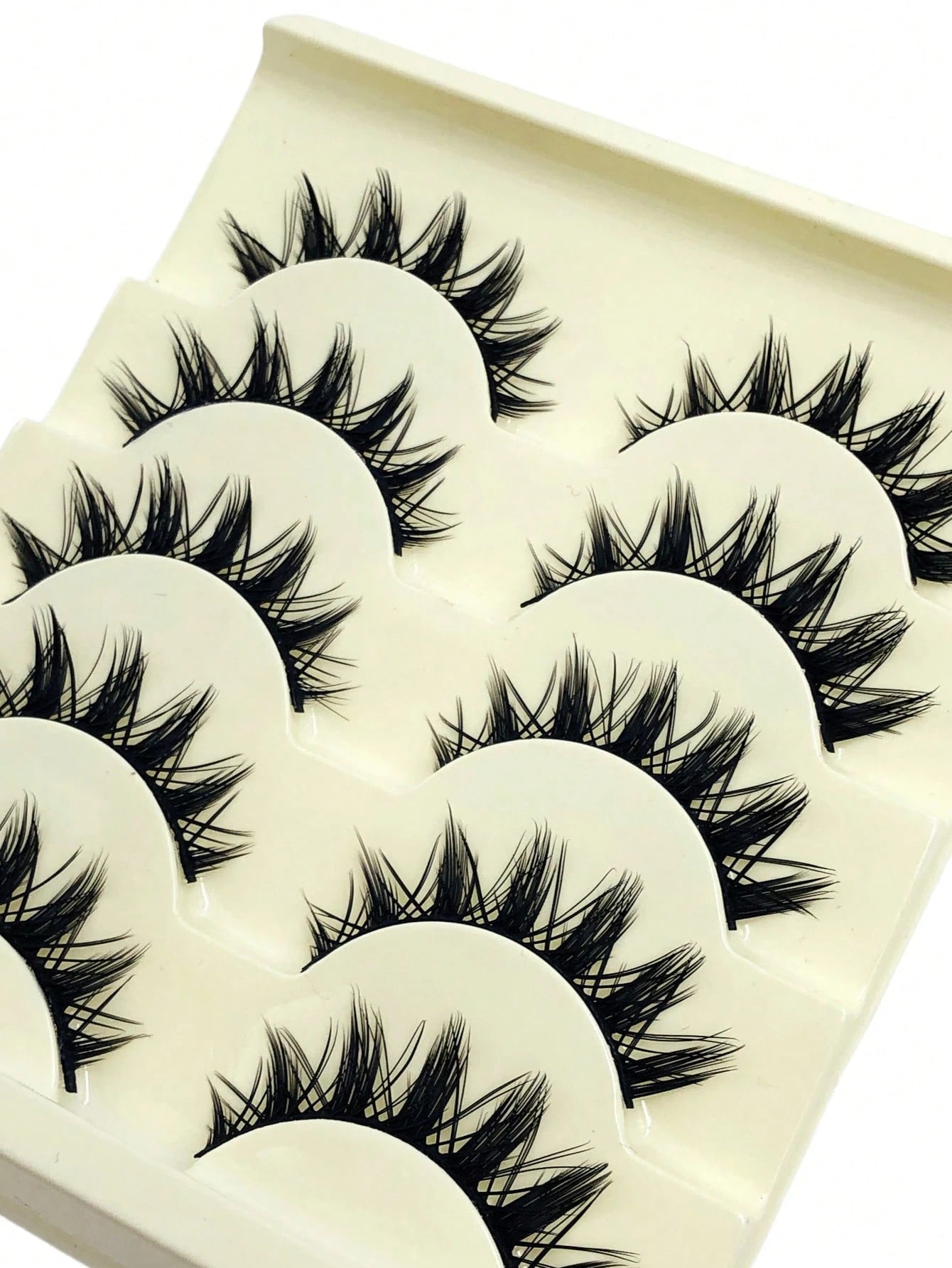Asiteo 5 Pairs Realistic Spiky Cartoon Anime False Eyelashes, Transparent Band Criss-Cross Lashes, Suitable For Daily Wear And Cosplay Occasions