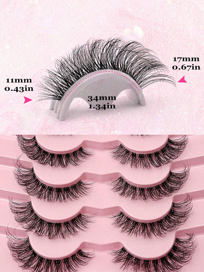 Asiteo 7 Pairs Fluffy Cat Eye False Eyelashes, Natural & Realistic Mink Lashes, Soft & Voluminous, Long Wispy Ends, Suitable For Daily Use