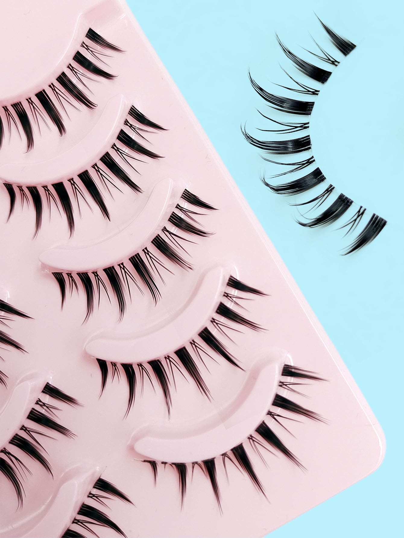 Asiteo Manga Lashes, 5pairs Natural Transparent Plastic Band  Pointed Cat Eye False Eyelashes