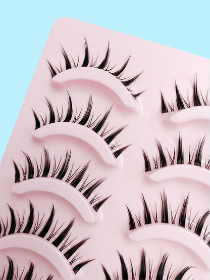 Asiteo Manga Lashes, 5pairs Natural Transparent Plastic Band  Pointed Cat Eye False Eyelashes