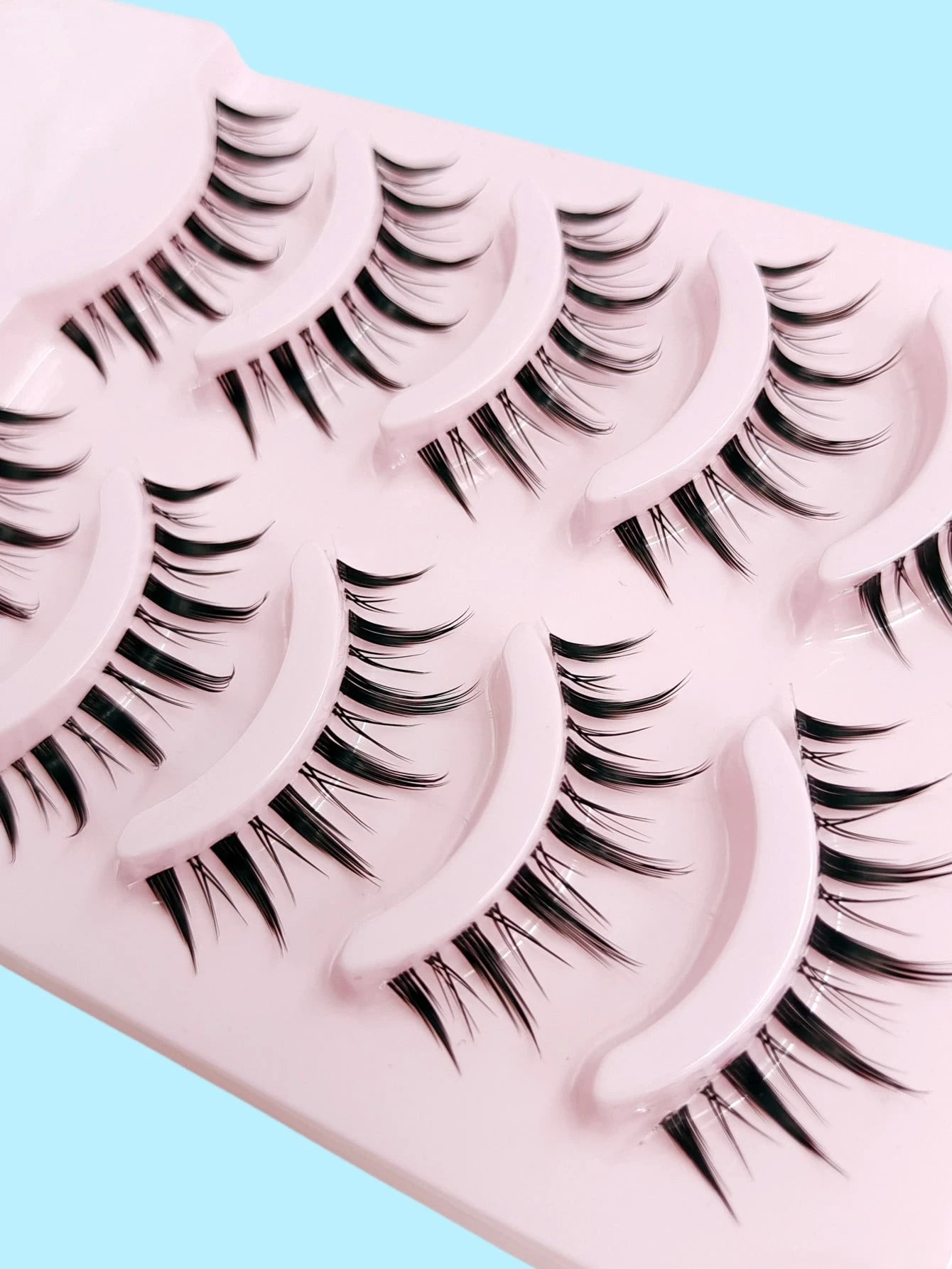 Asiteo Manga Lashes, 5pairs Natural Transparent Plastic Band  Pointed Cat Eye False Eyelashes