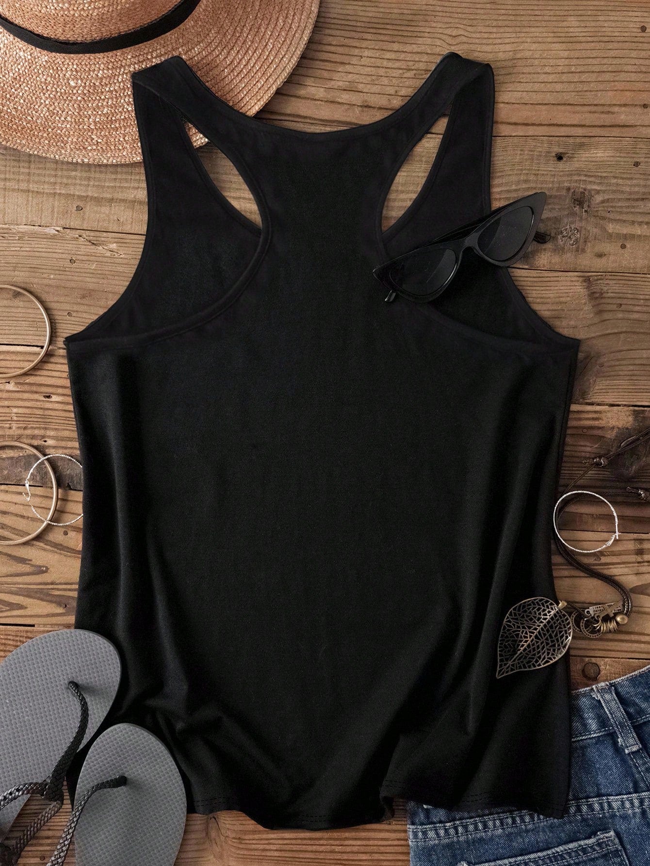 Attitoon Mother's Day Casual Minimalist Skull & Cat Music Festival Graphic Loose Fit Plus Size Camisole Tank Top, Suitable For Summer Vacation