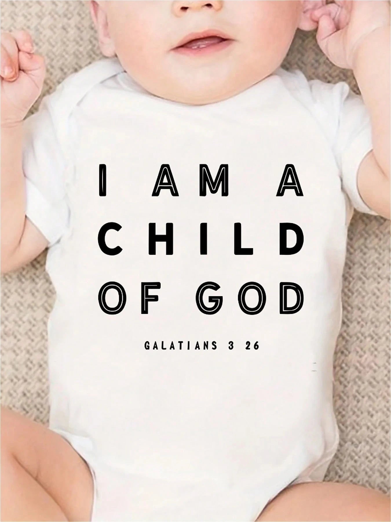 AYJK7 I AM A CHILD OF GOD Print Funny Newborn Boys Clothes 100% Cotton Casual Comfortable Short Sleeve Baby Romper